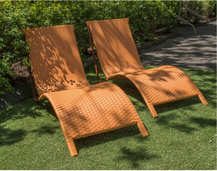 Шезлонг из ротанга Риф (коньяк)