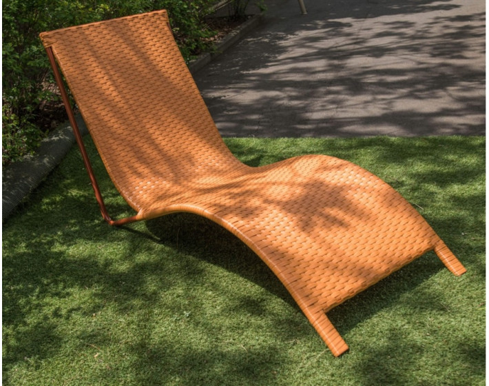 Шезлонг из ротанга Риф (коньяк)