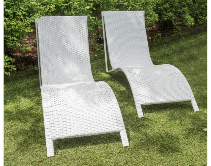 Шезлонг  из ротанга Риф (белый)