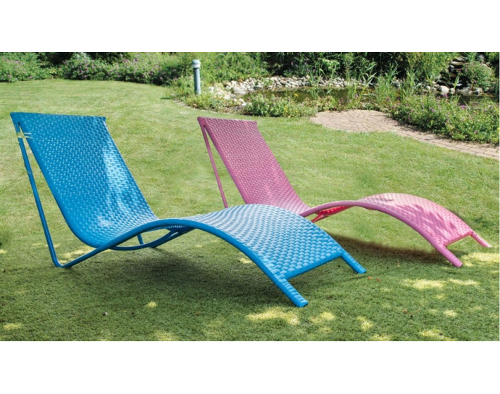 Шезлонг  из ротанга Риф (синий и розовый)