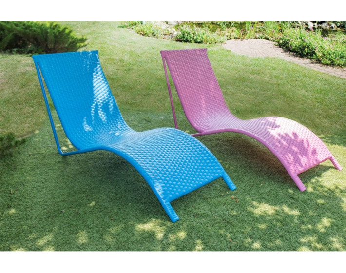 Шезлонг  из ротанга Риф (синий и розовый)