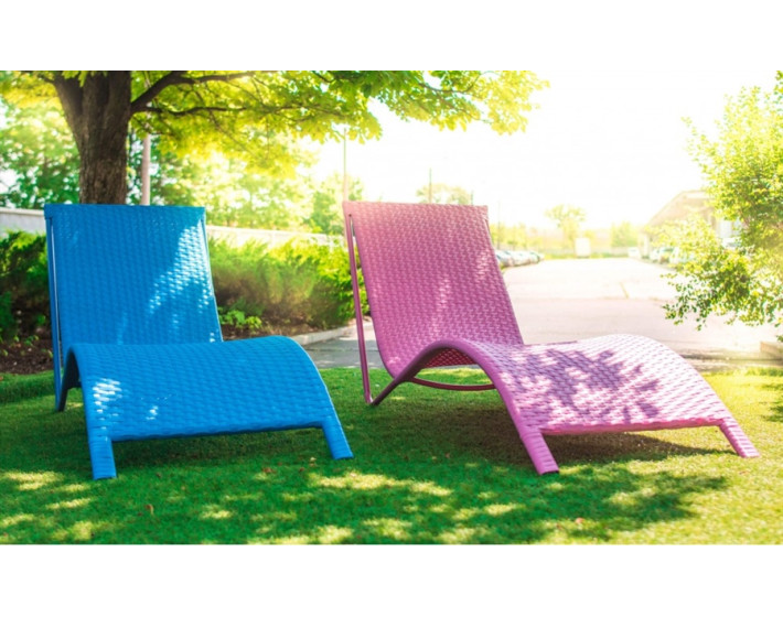 Шезлонг  из ротанга Риф (синий и розовый)