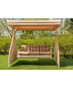 Садовые качели  из ротанга "Мелодия Премиум (бежевый)"