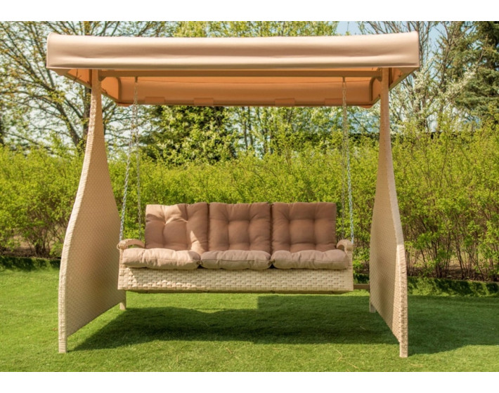 Садовые качели  из ротанга "Мелодия Премиум (бежевый)"