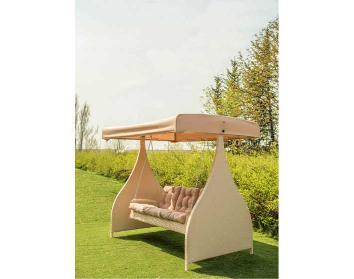 Садовые качели  из ротанга "Мелодия Премиум (бежевый)"