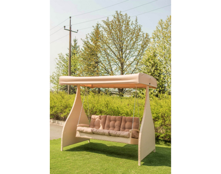 Садовые качели  из ротанга "Мелодия Премиум (бежевый)"