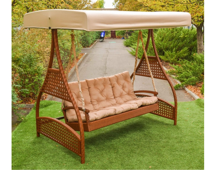 Садовые качели из ротанга Мелодия (каштан)