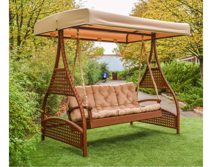 Садовые качели из ротанга Мелодия (каштан)