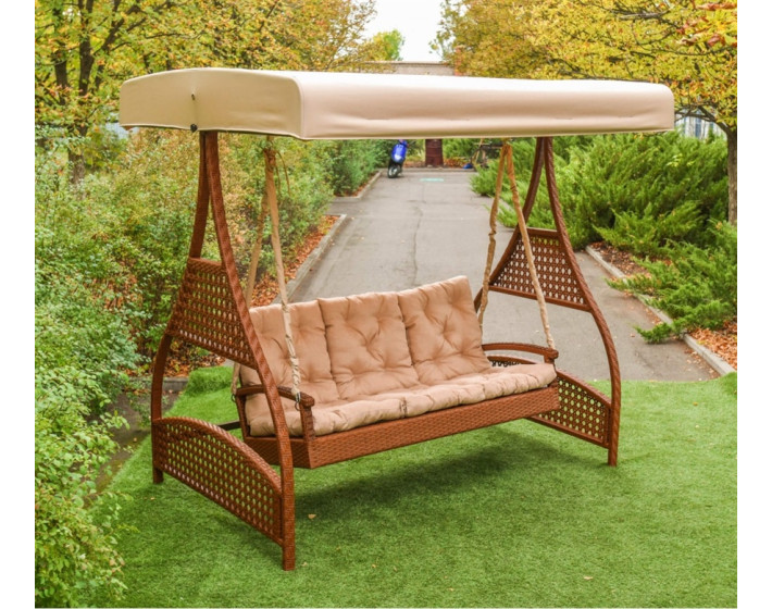 Садовые качели из ротанга Мелодия (каштан)