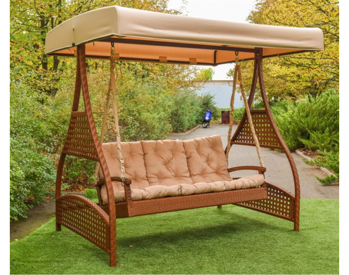 Садовые качели из ротанга Мелодия (каштан)
