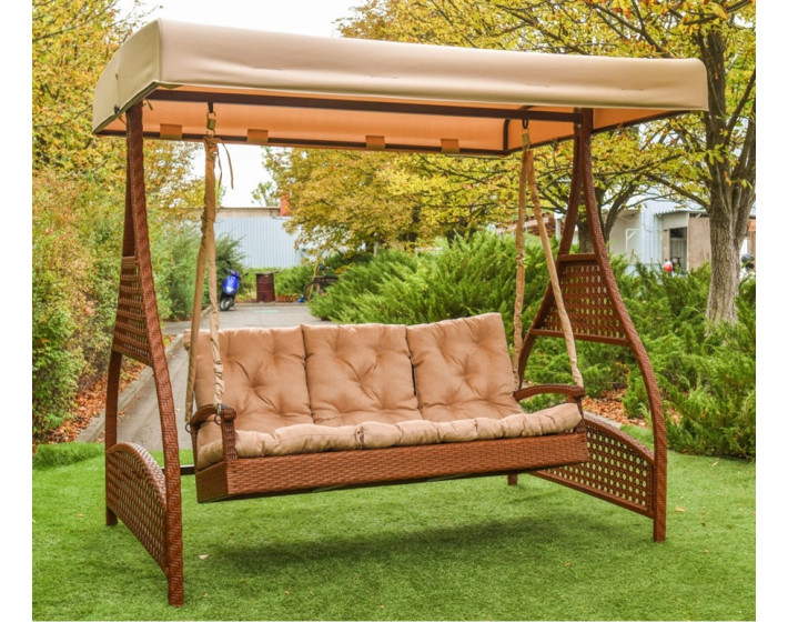 Садовые качели из ротанга Мелодия (каштан)