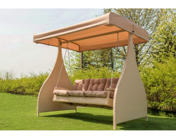 Садовые качели  из ротанга "Мелодия Премиум (бежевый)"