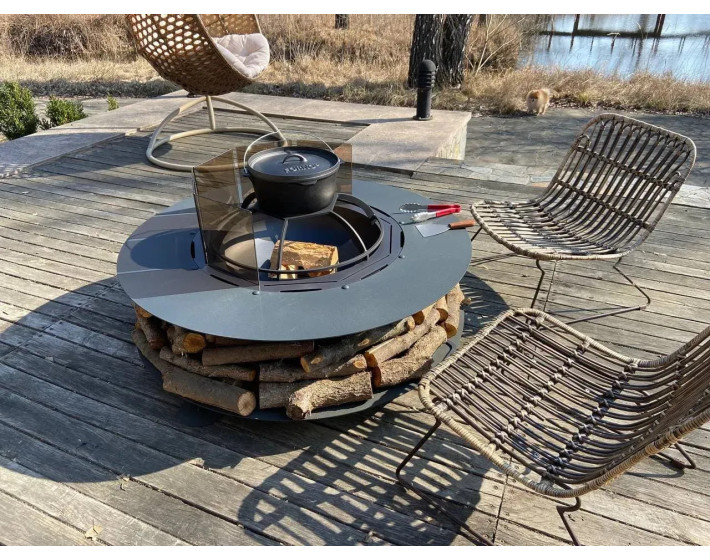 Садовый костёр Crown Medium (149 см) со стеклянной защитной ширмой