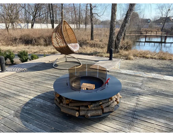 Садовый костёр Crown Medium (149 см) со стеклянной защитной ширмой